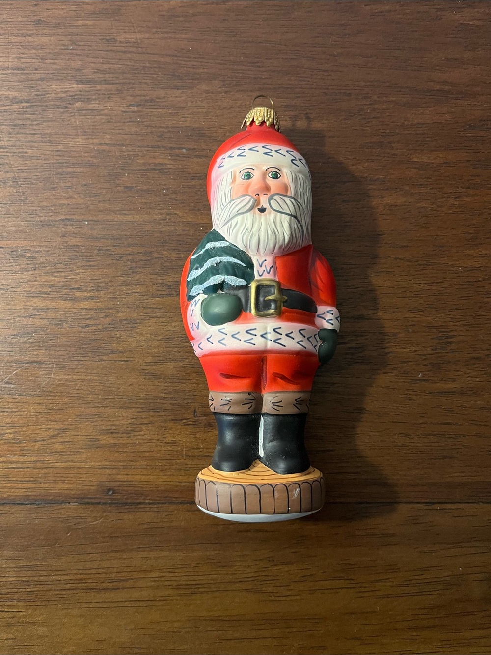 Vaillancourt Folk Art Santa German Glass Ornament Hand-Painted Matte Finish 1998